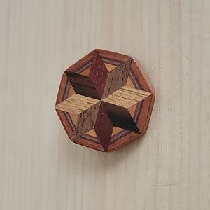 Lovely Handmade Inlaid Wood Brooch